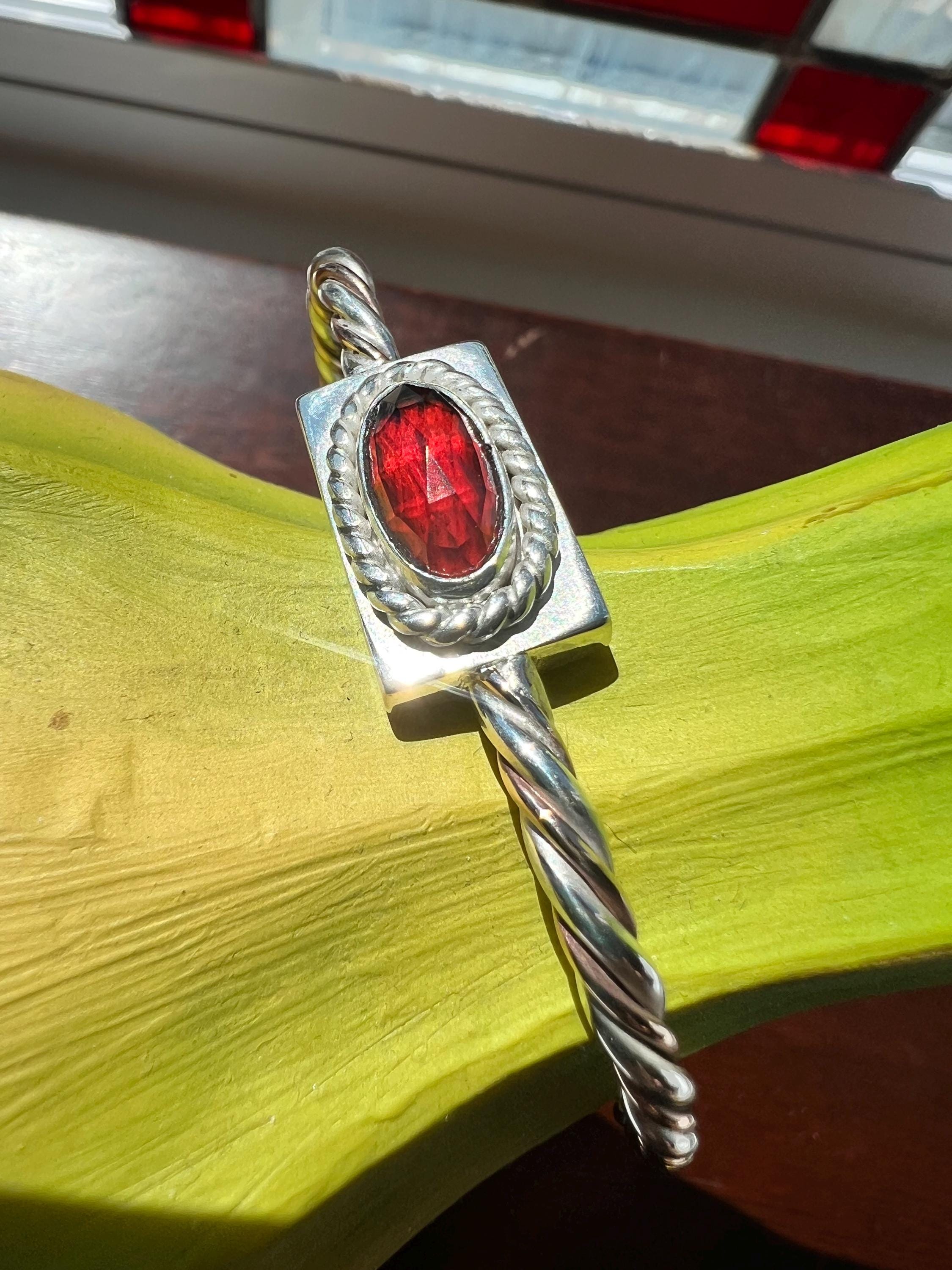 Red Garnet Twisted Wire Cuff, view 6