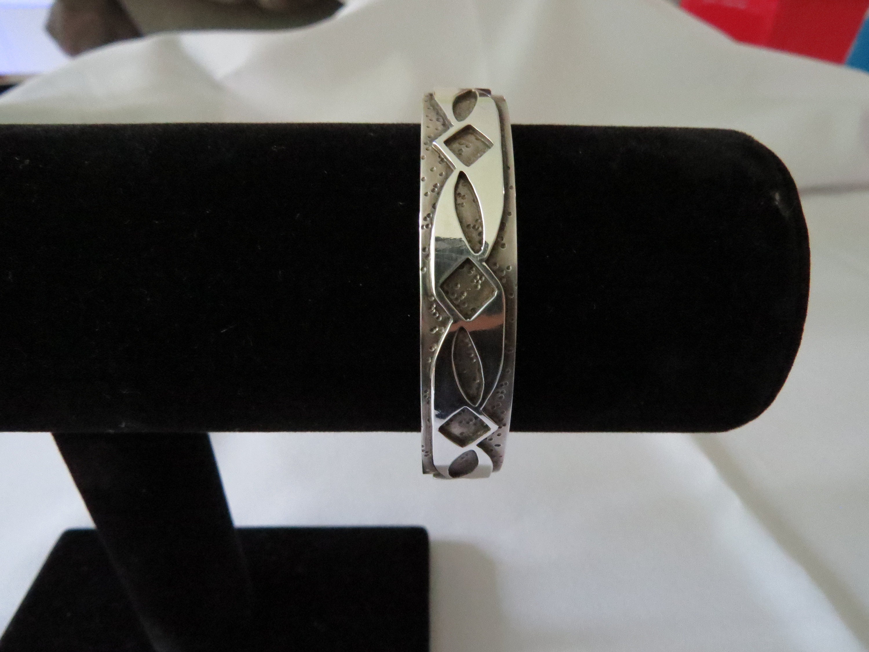 Geometric Sterling silver cuff, view 2