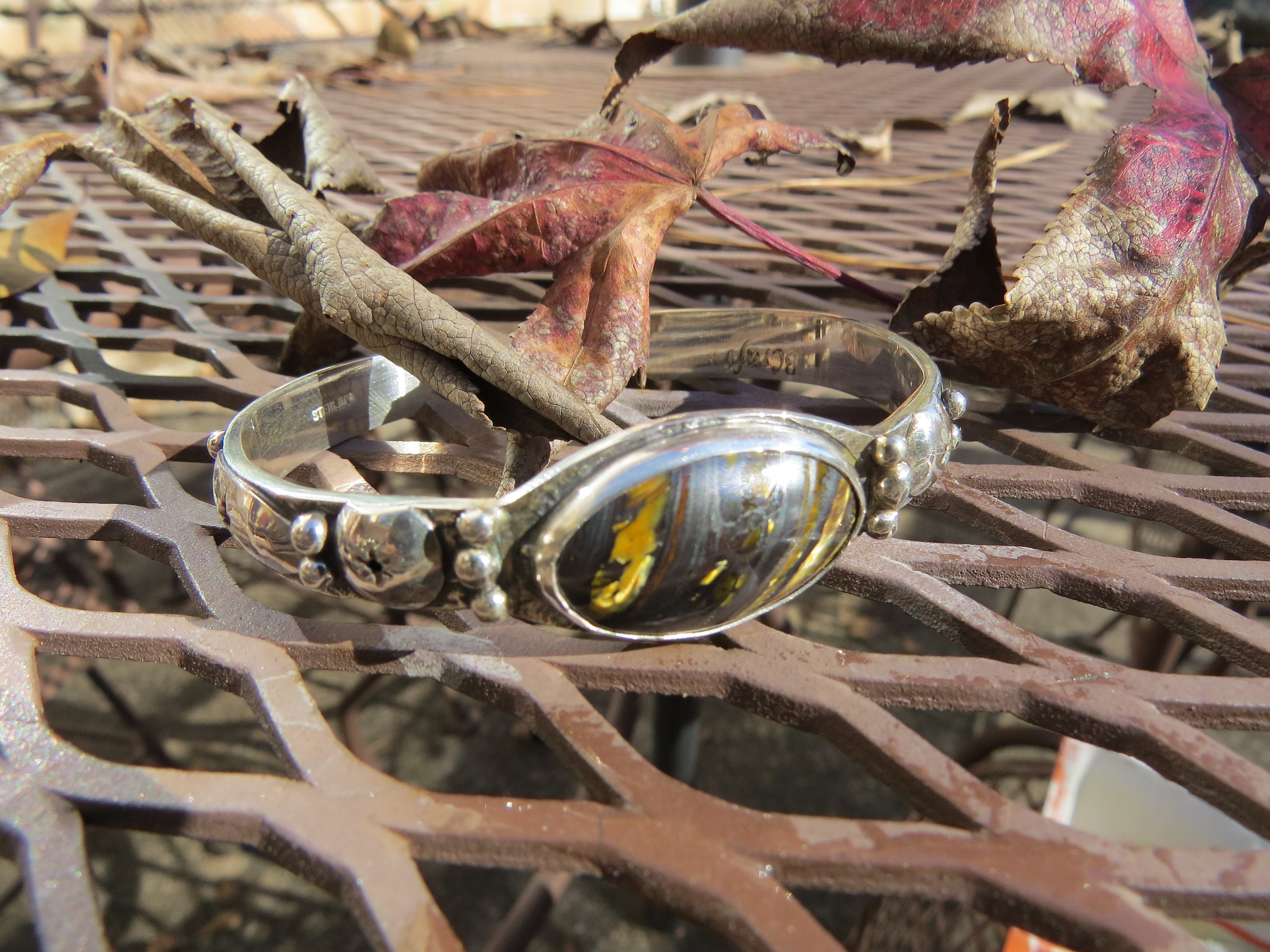 Oval Tiger Eye Sterling Cuff