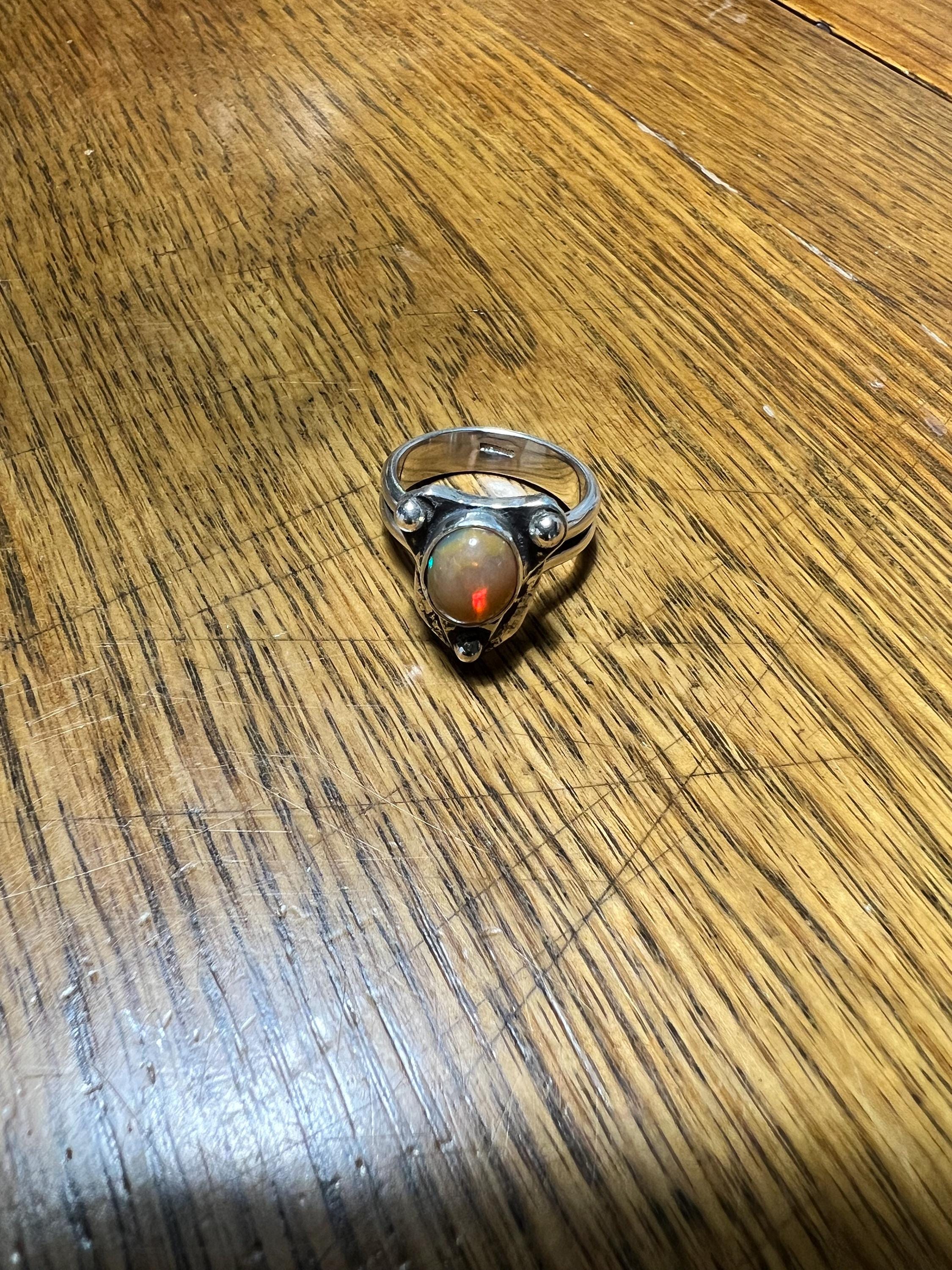 Unique Orange Opal Ring, view 2