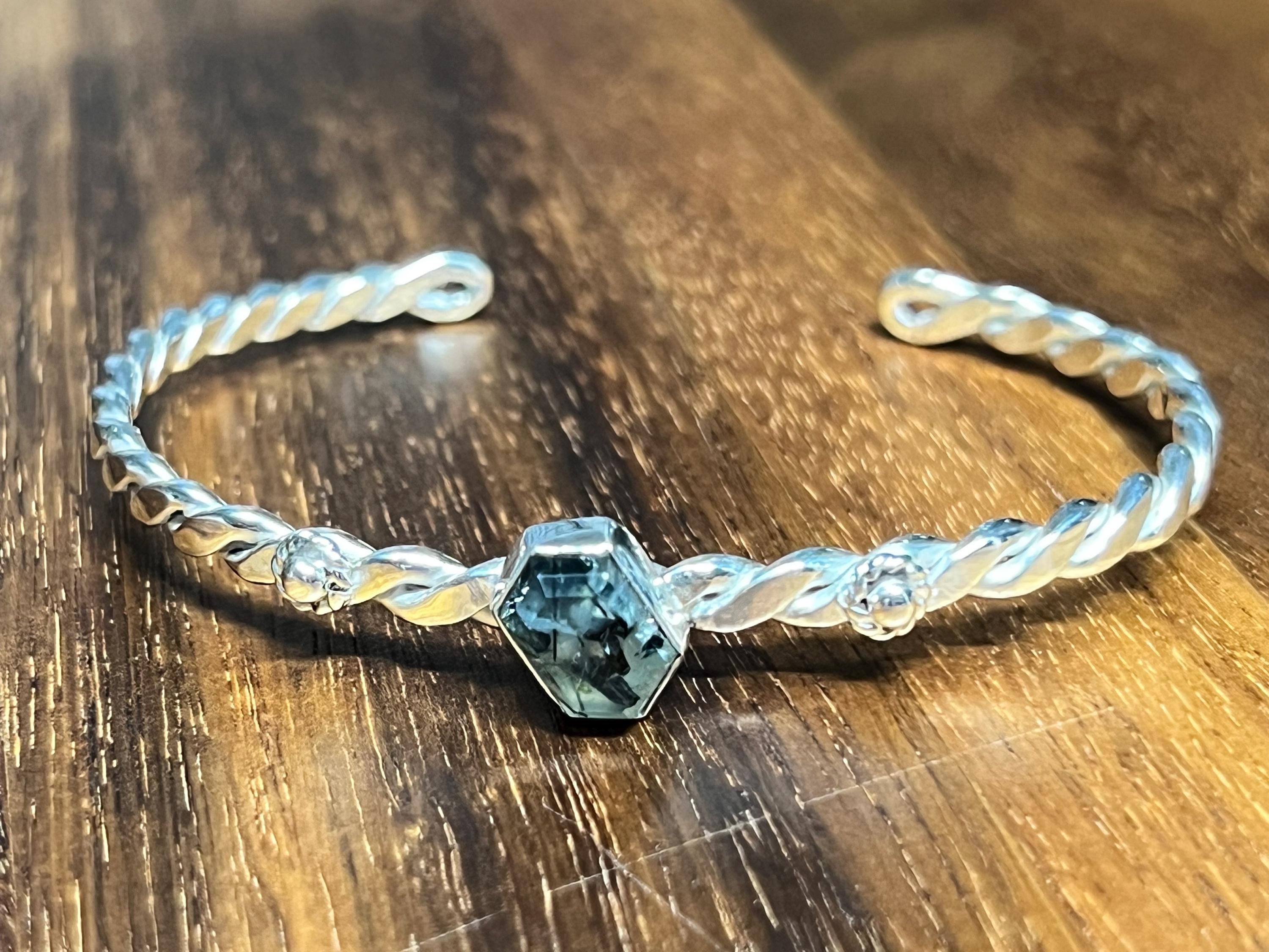Twisted Wire Cuff with Elbaite Gemstone