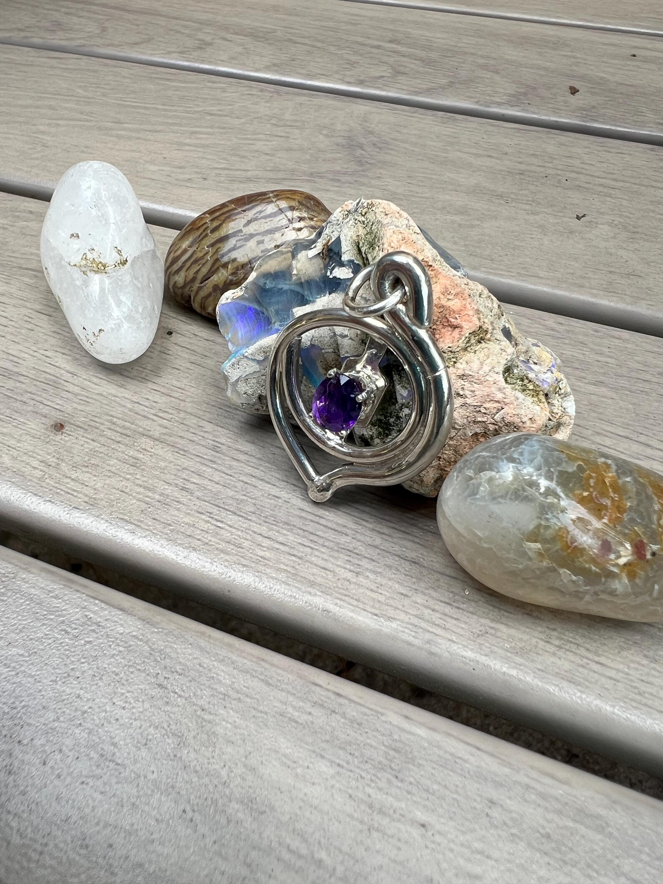 Spiral Duck Pendant with Amethyst