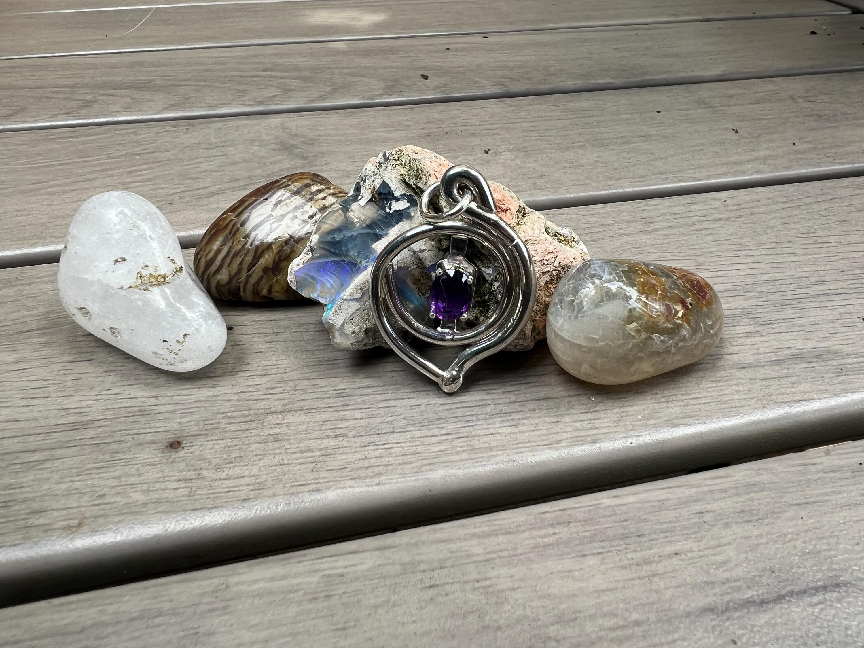 Spiral Duck Pendant with Amethyst, view 4