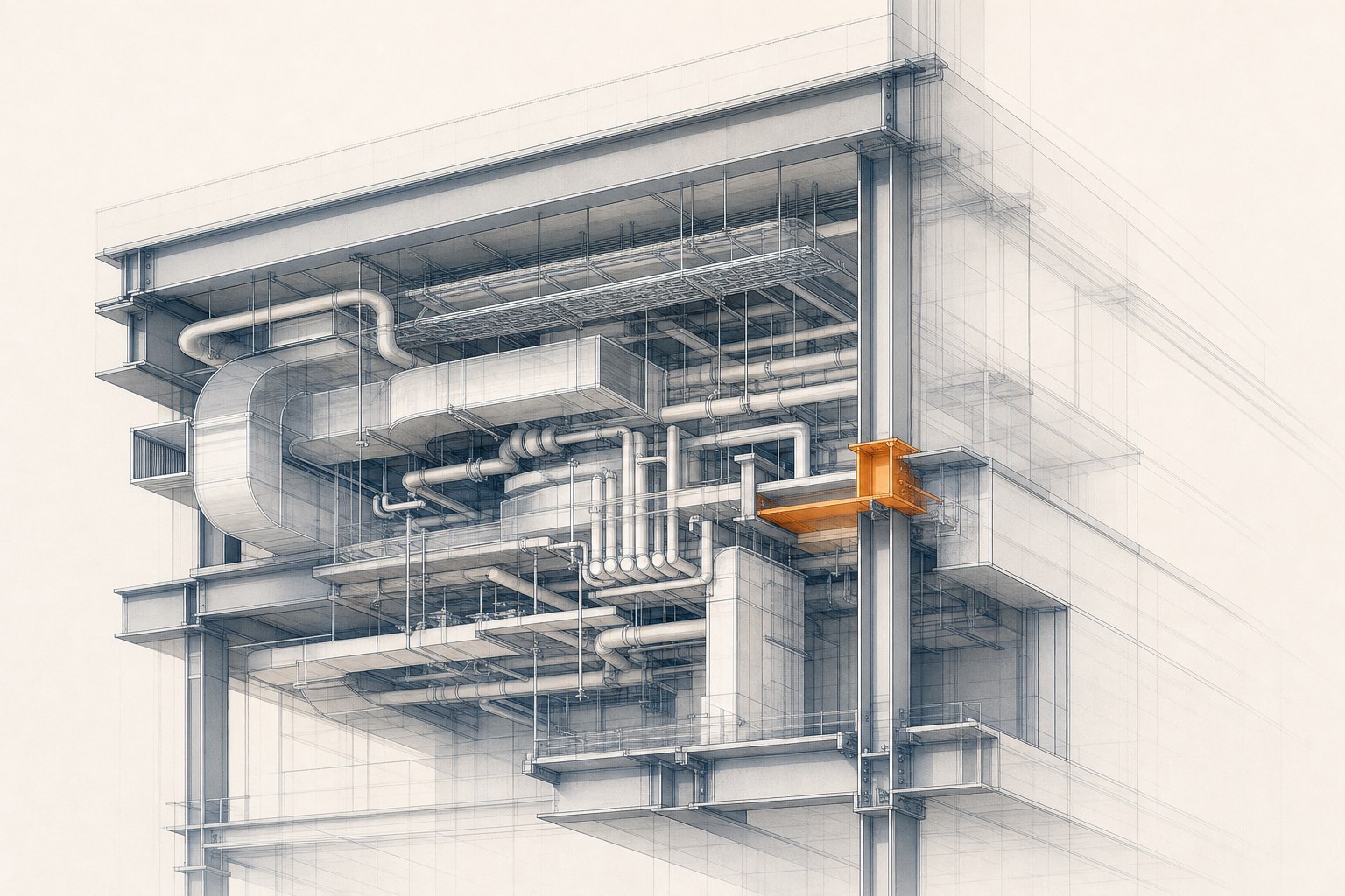 Coordinated structural and MEP BIM model