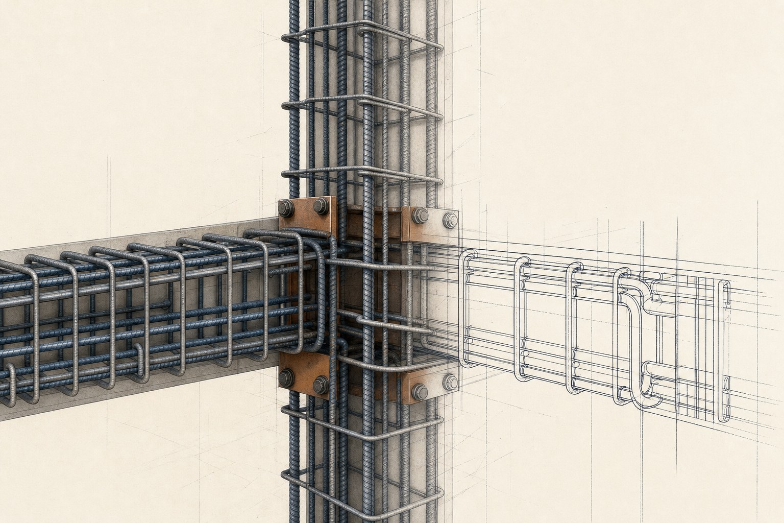 Detailed rebar model for concrete construction