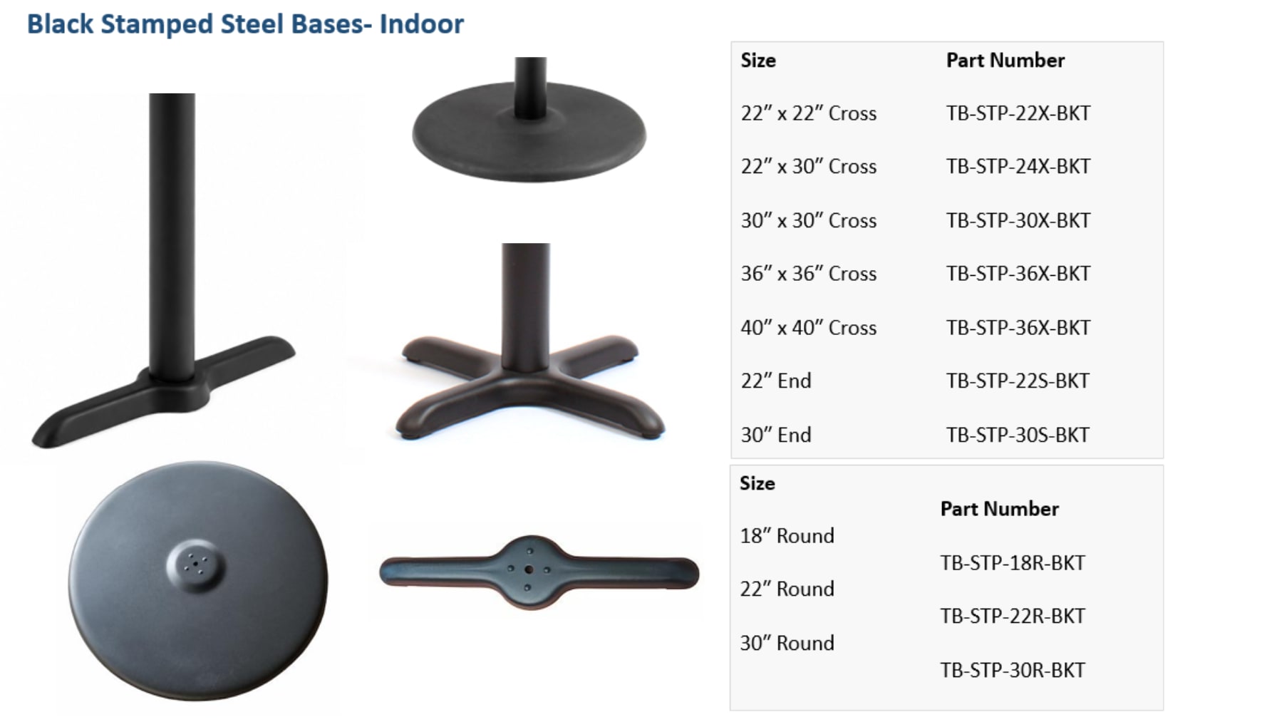 Black Stamped Steel Bases tables & bases