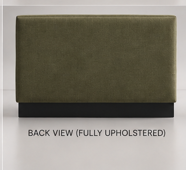 Vertical channel back booth, back view