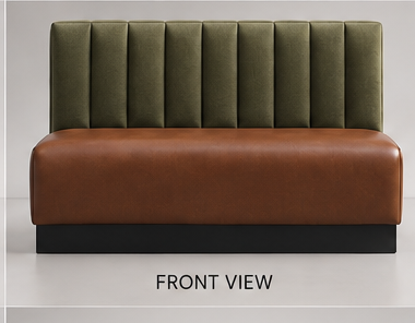 Vertical channel back booth, front view