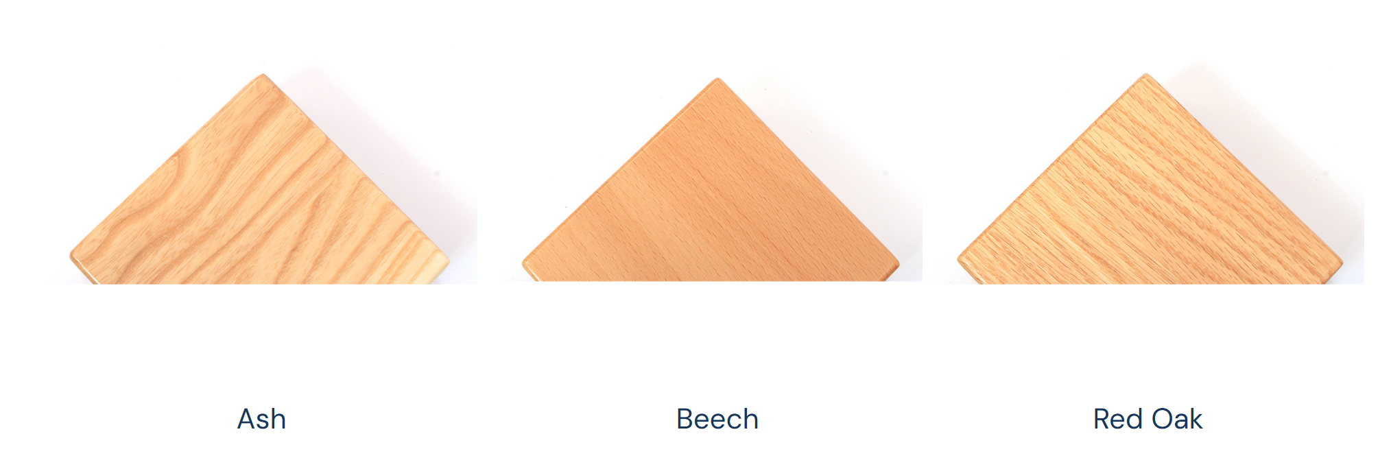 American Walnut solid wood stain sample: Ash, Beech, and Red Oak