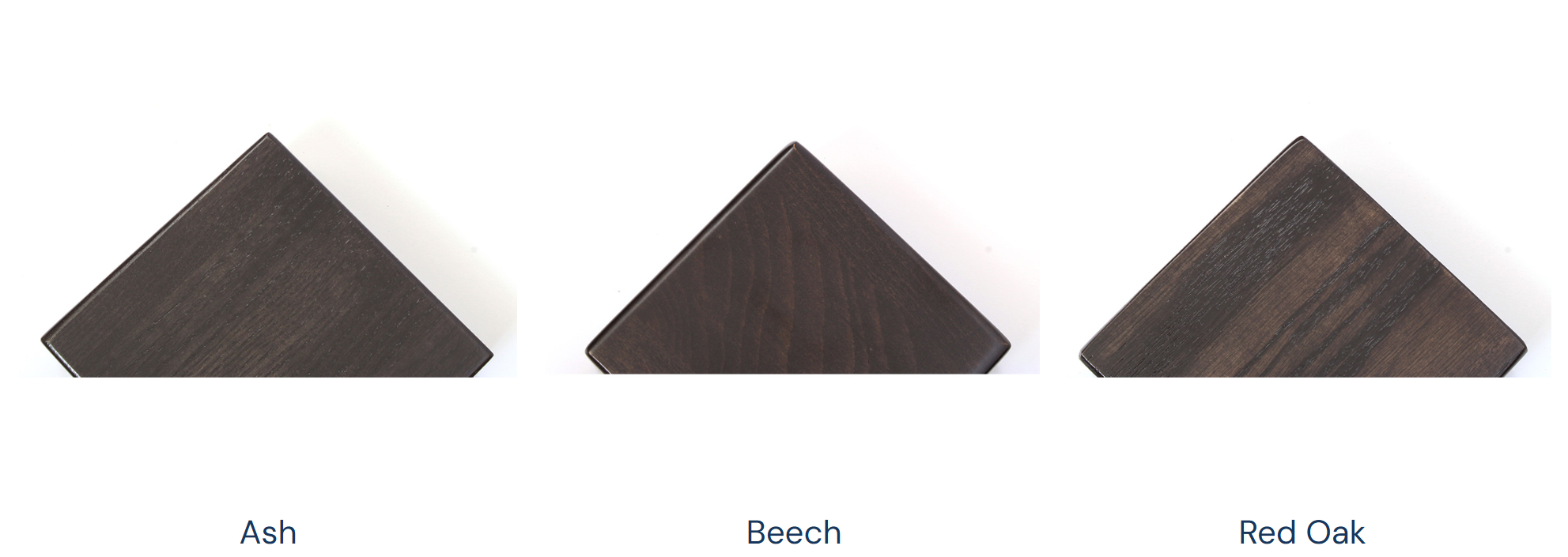Cherry solid wood stain sample: Ash, Beech, and Red Oak