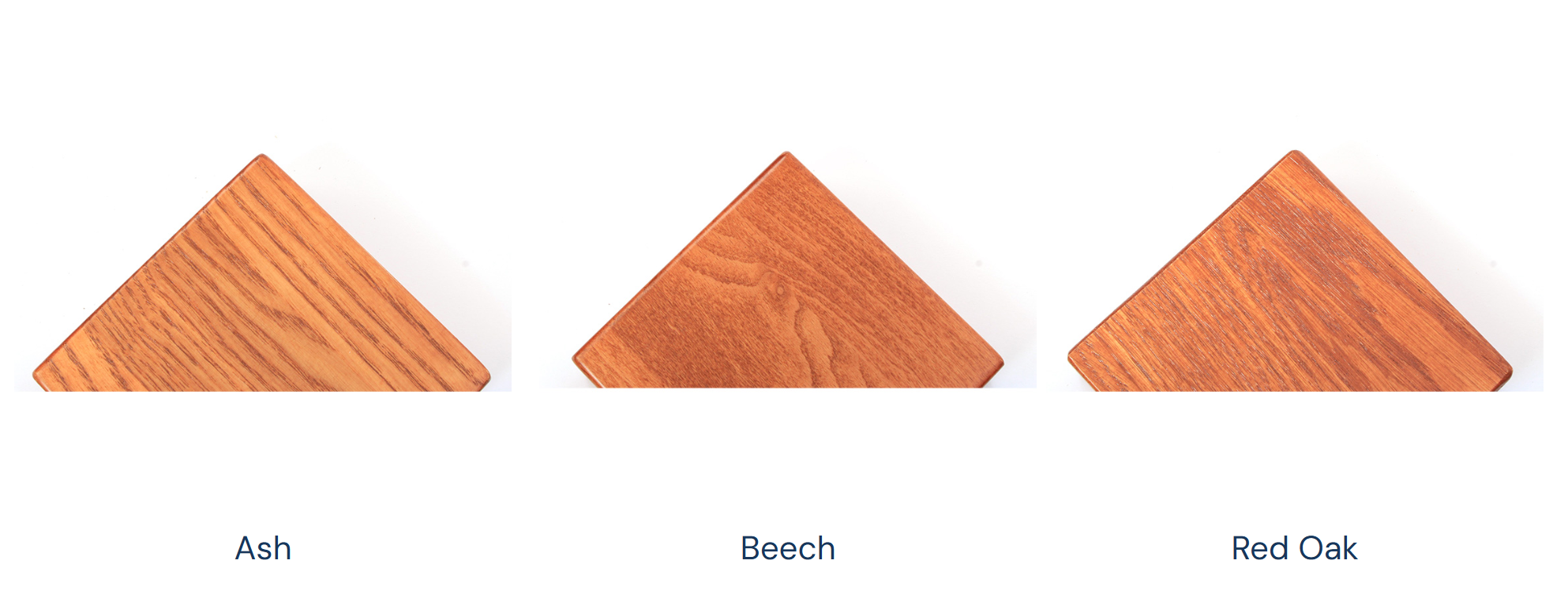 Dark Walnut solid wood stain sample: Ash, Beech, and Red Oak