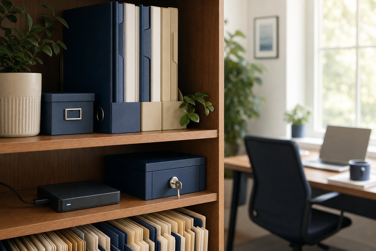 Organized backup media and recovery records prepared for a controlled test