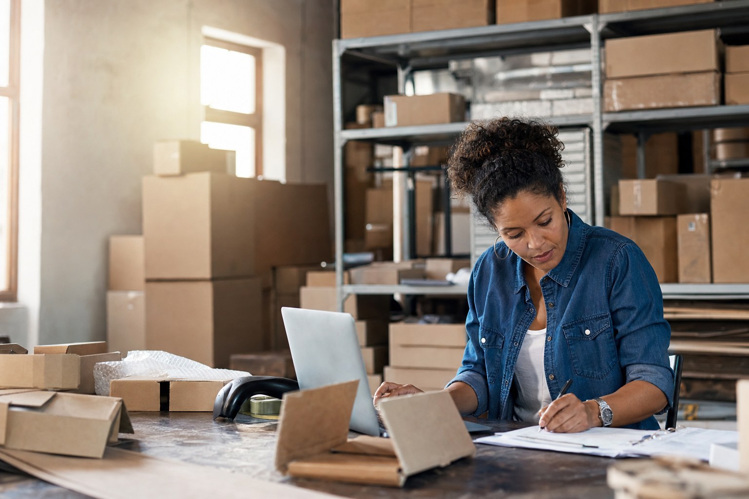 Small-business operator at work