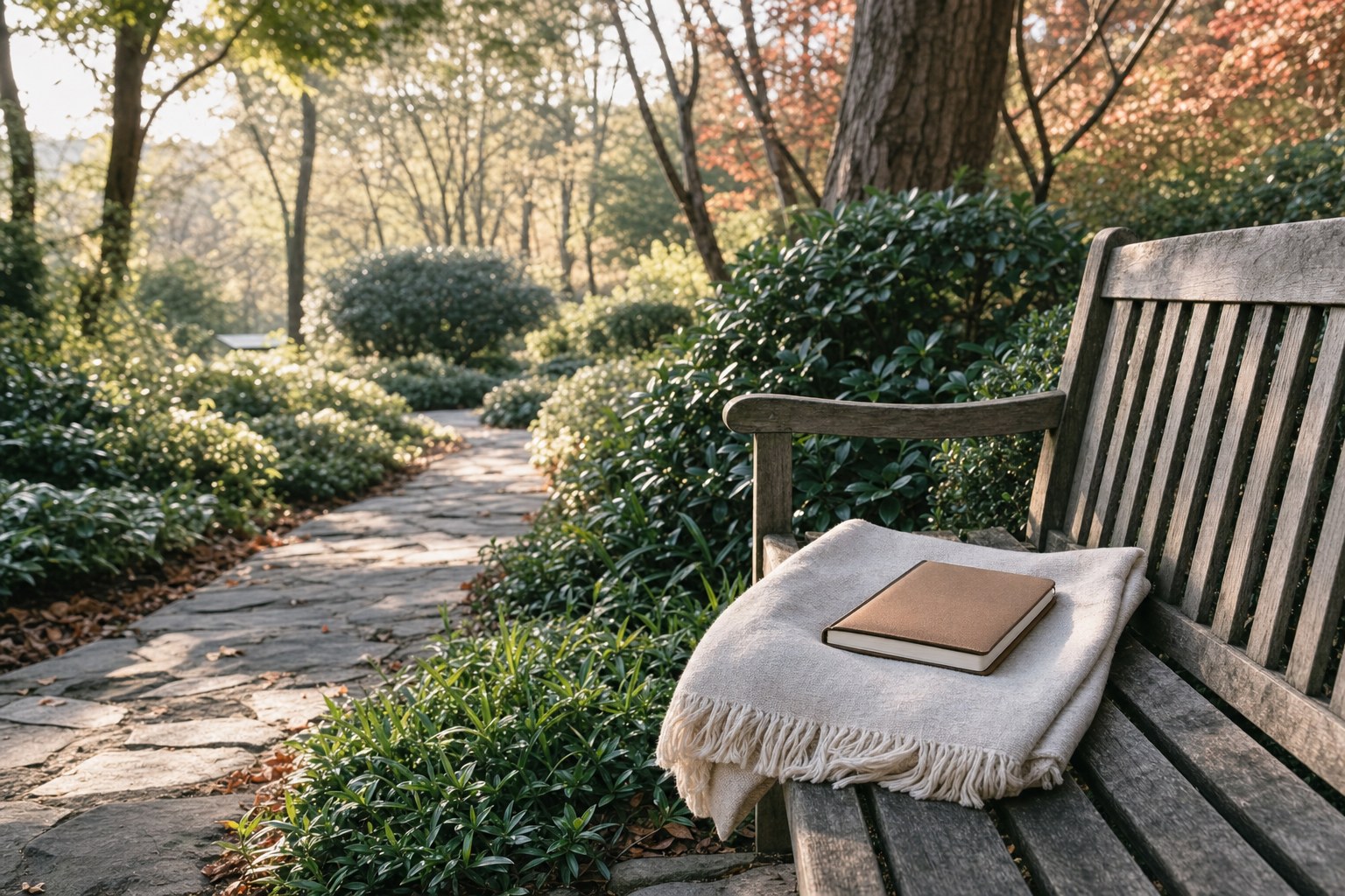 A quiet garden path inviting a slow, reflective walk