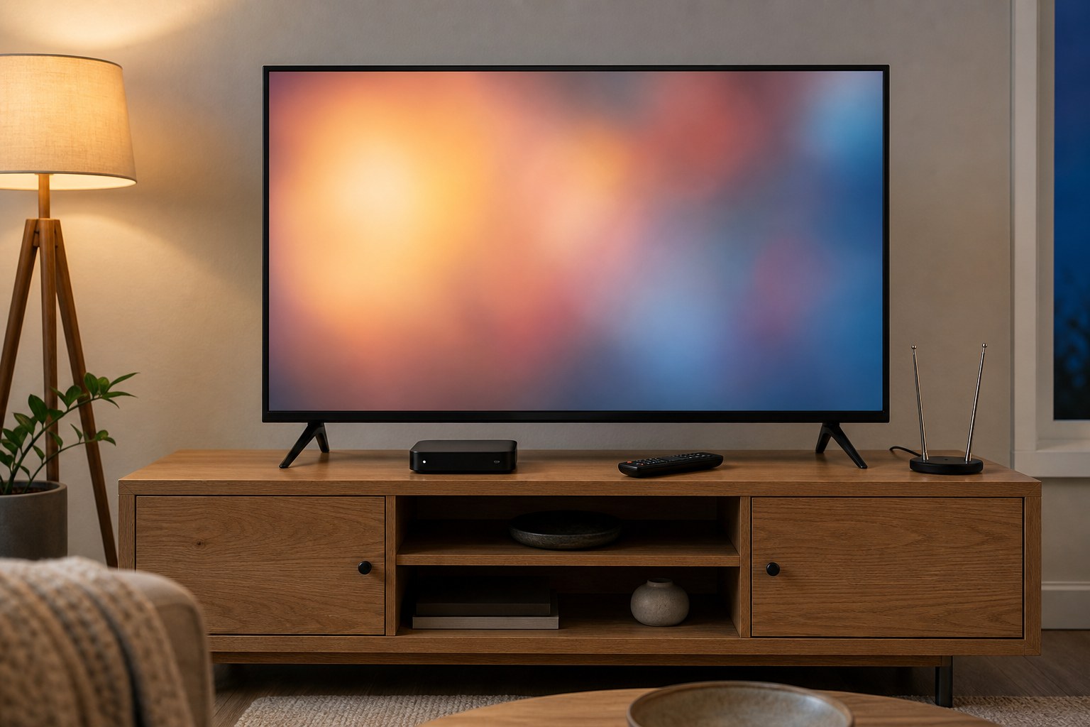 A television, streaming device and remote arranged for an app-based TV setup.