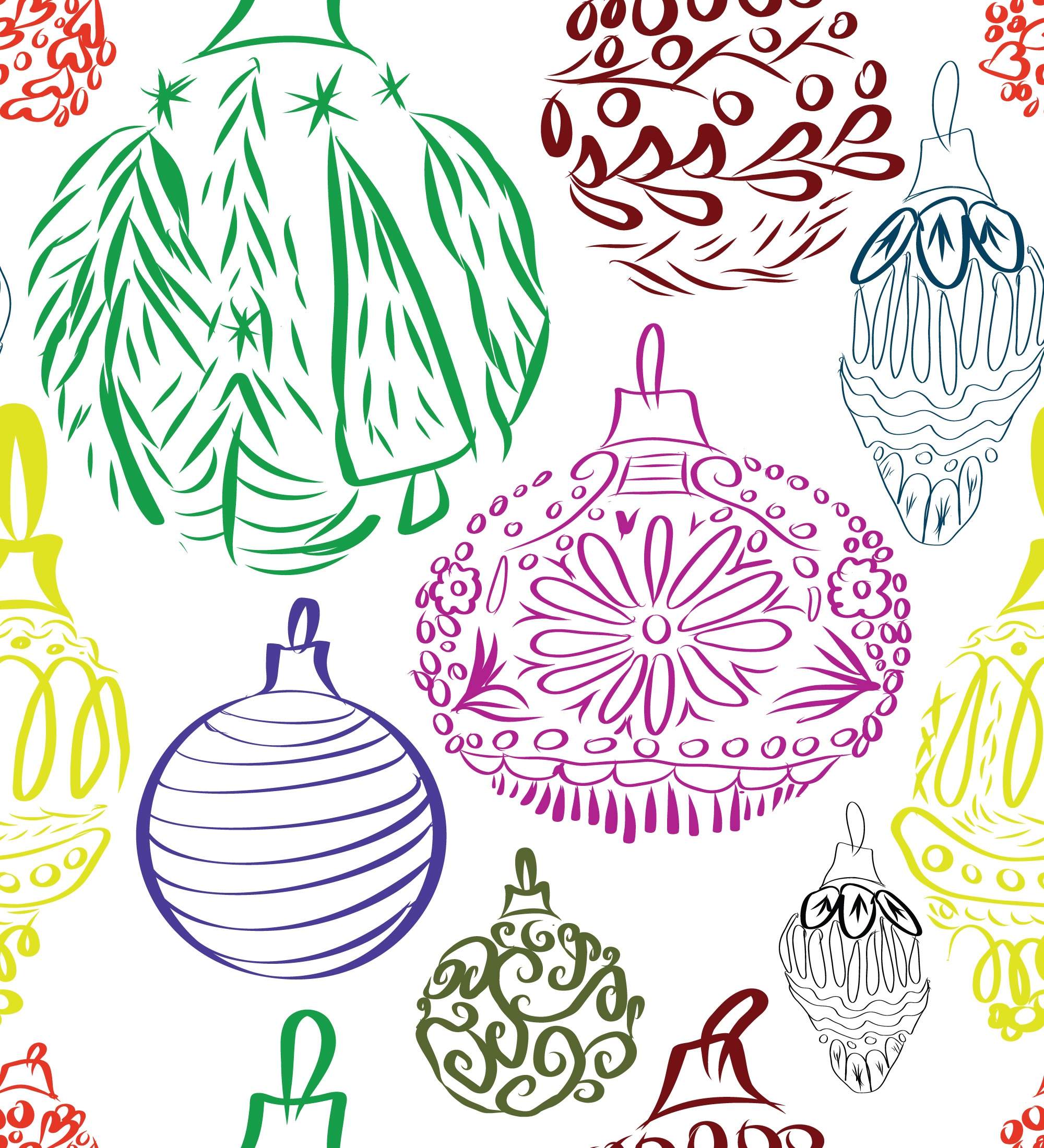 Traditional Hand Drawn Christmas Ornaments by BusyBCreations