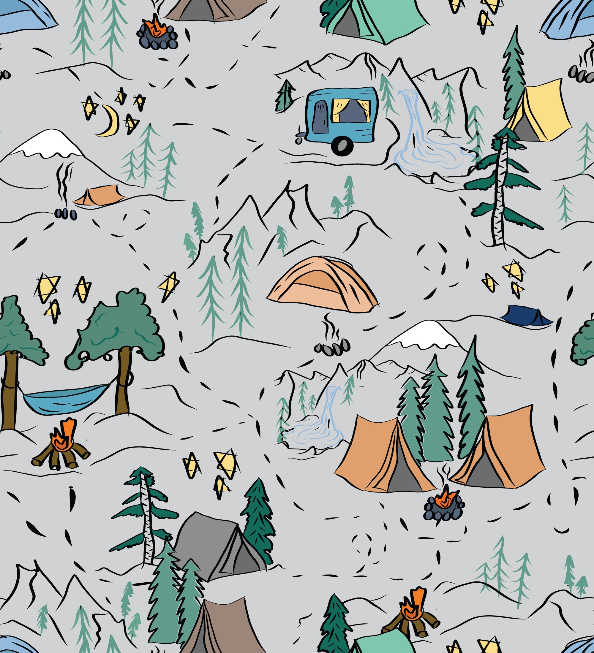 Camping Pattern by BusyBCreations