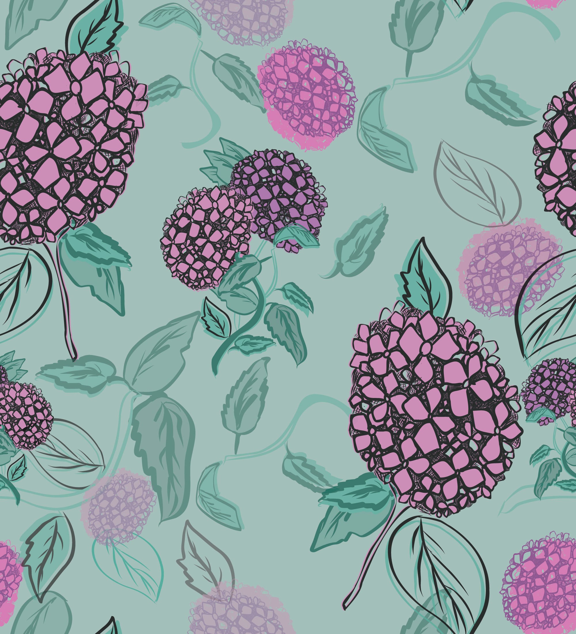 Hydrangeas on Green - Medium by BusyBCreations