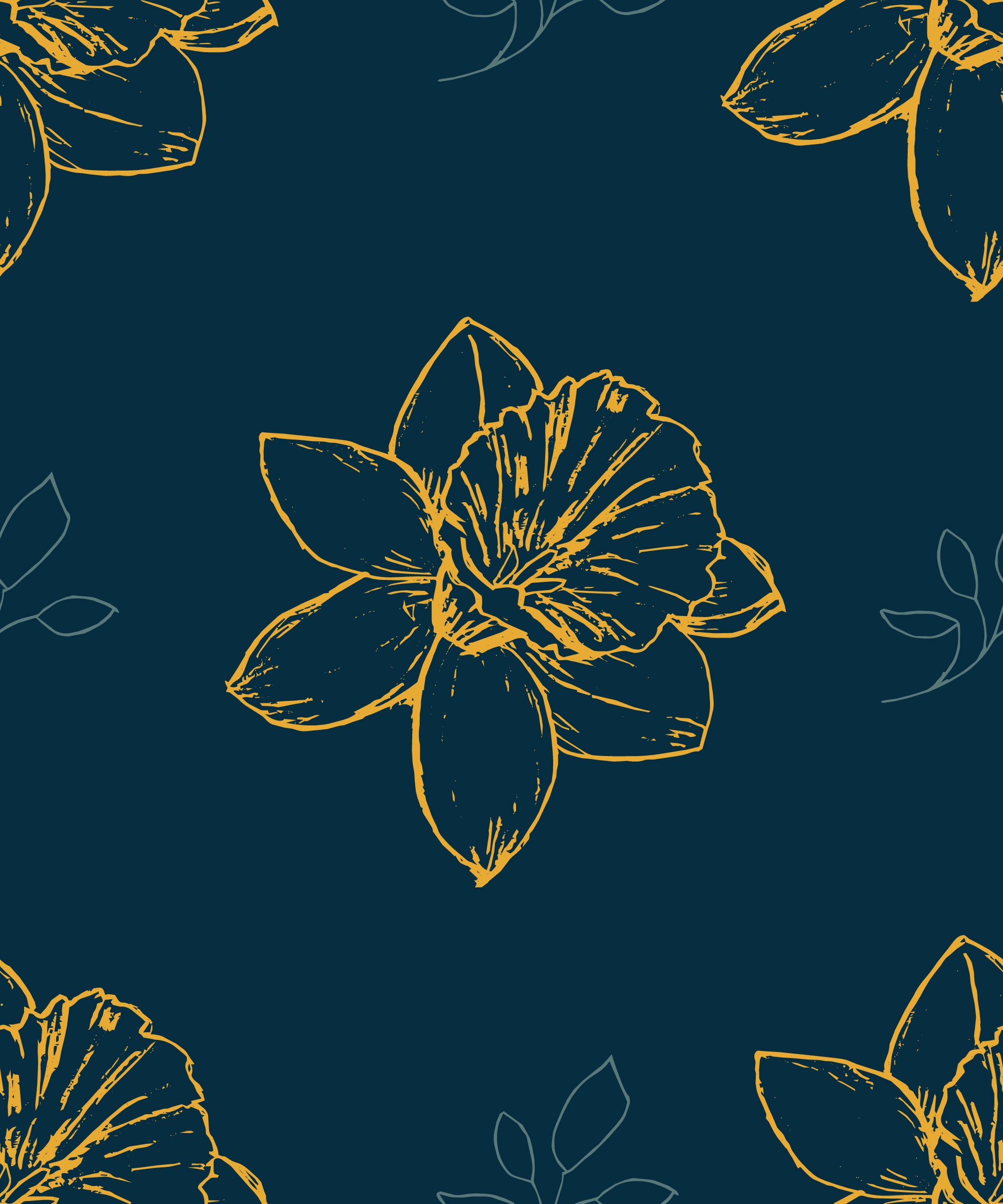 Hand-painted daffodil stamp pattern
