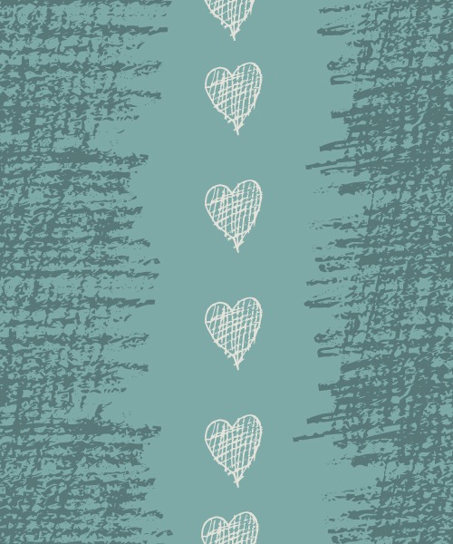 Green Pencil Sketched Stripes & Hearts-Small by BusyBCreations