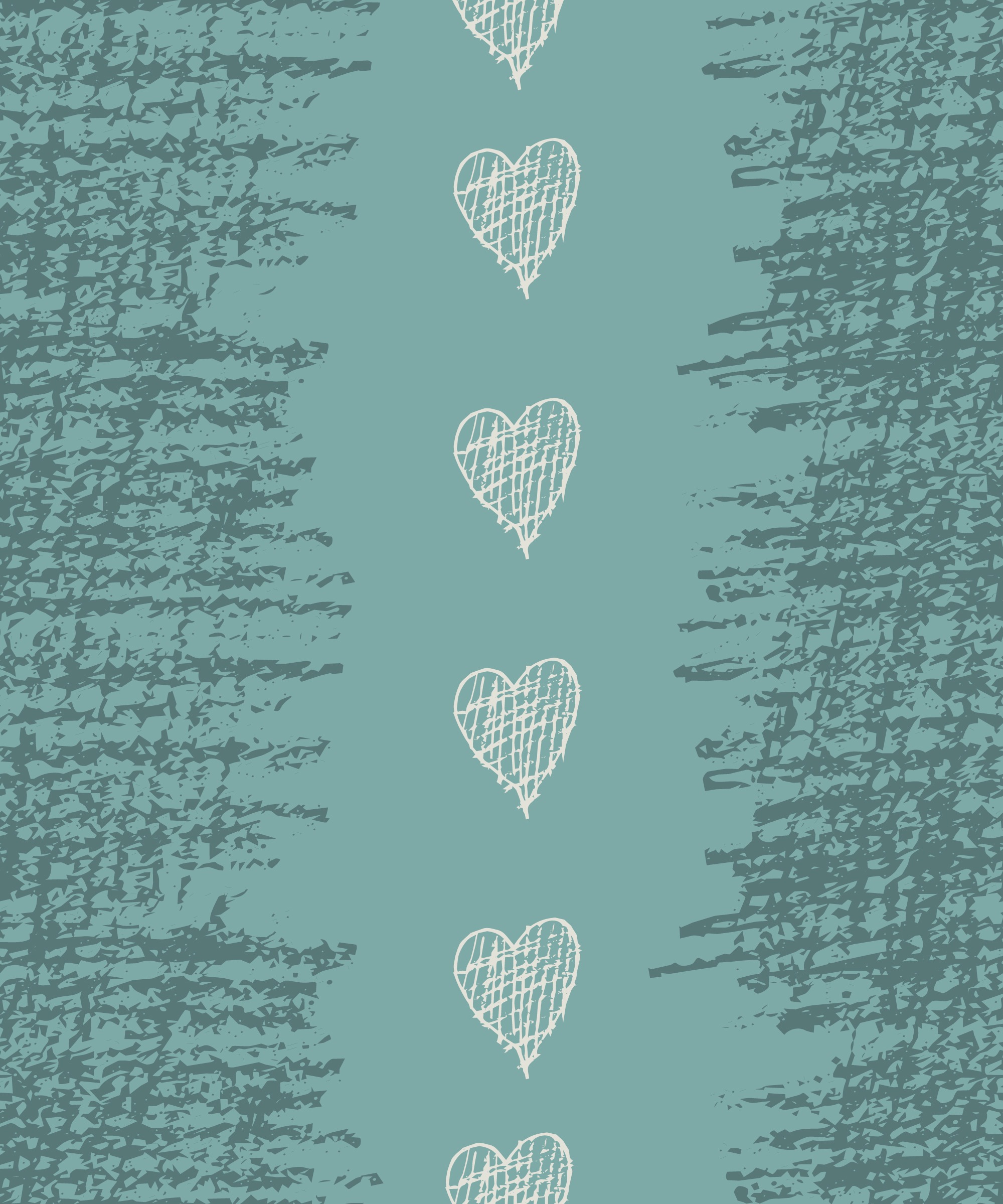 Green Pencil Sketched Stripes & Hearts-Large by BusyBCreations