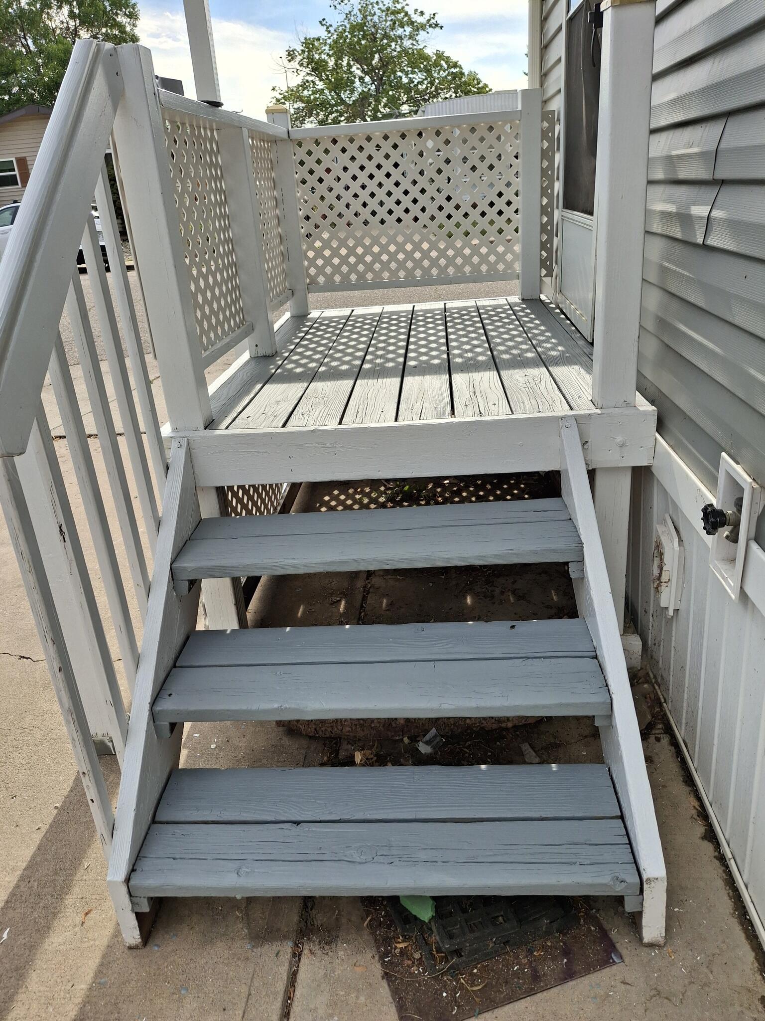 Freshly repaired deck steps