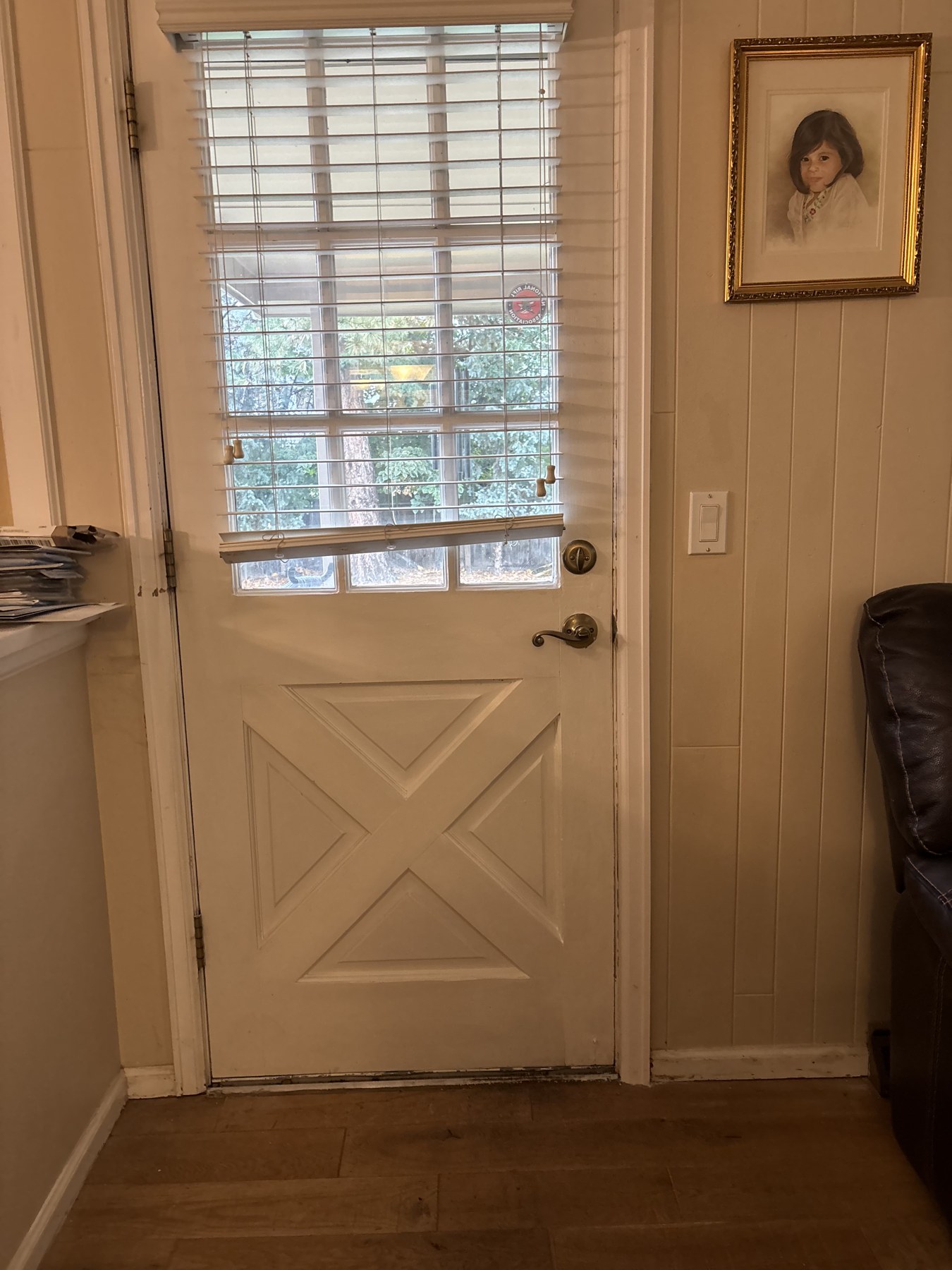 Finished door and surrounding trim.