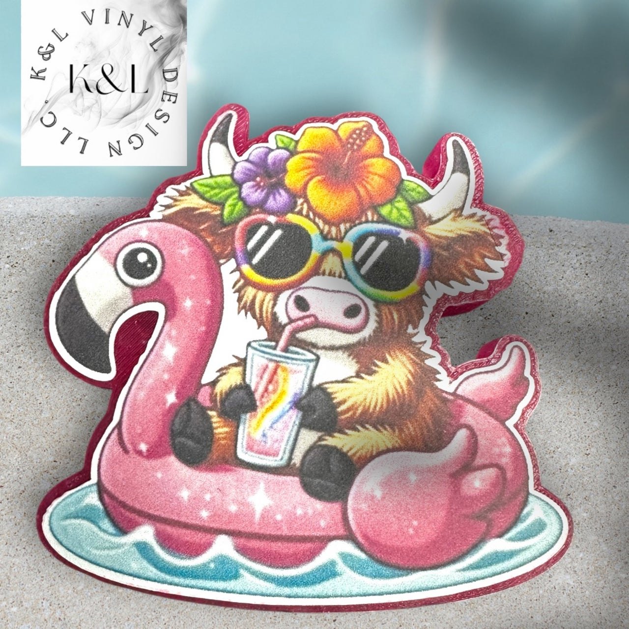 Highland Cow Chill’n in Flamingo