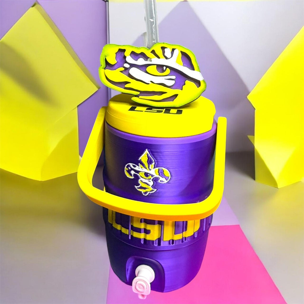 LSU Tigers Game Day Mini Cooler Can Koozie & Straw Topper Bundle