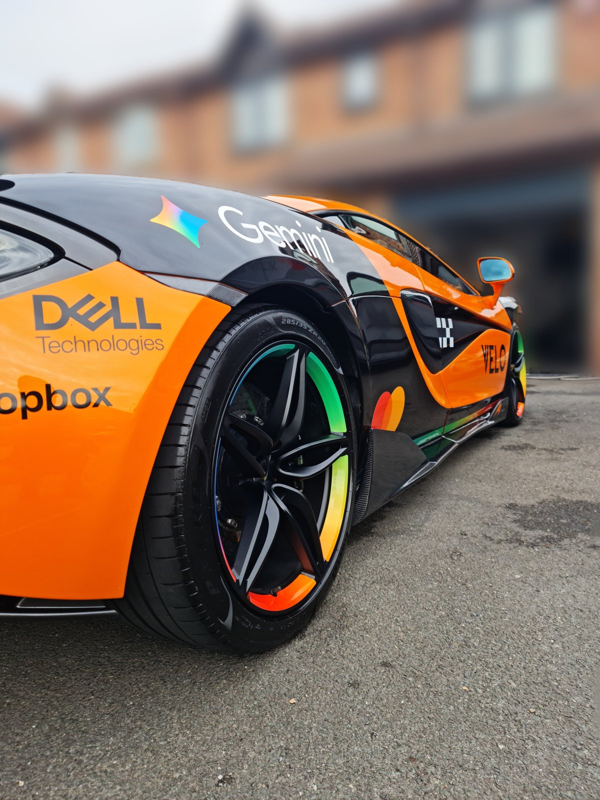 Detailed orange and black McLaren exterior