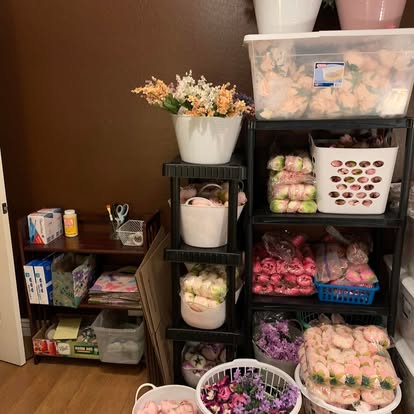 Colorful flower-making supplies in the studio