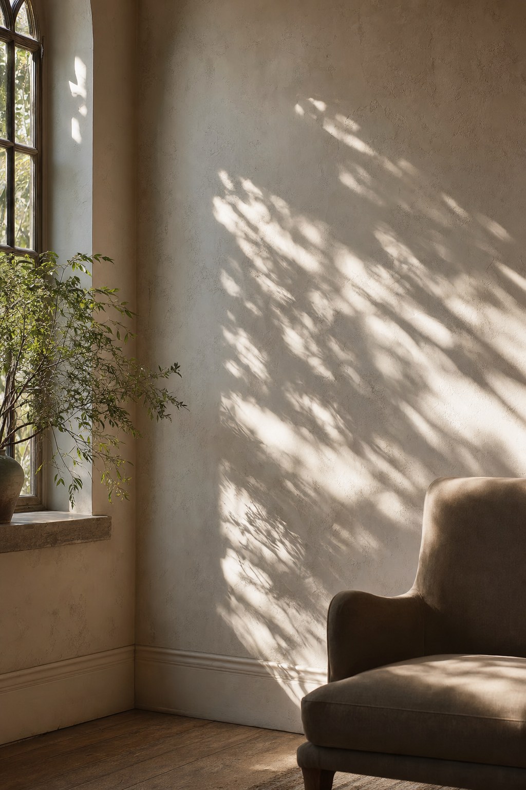Sunlit chair in a calm interior