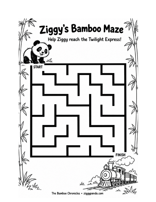 Ziggy’s Bamboo Maze activity page: help Ziggy reach the Twilight Express