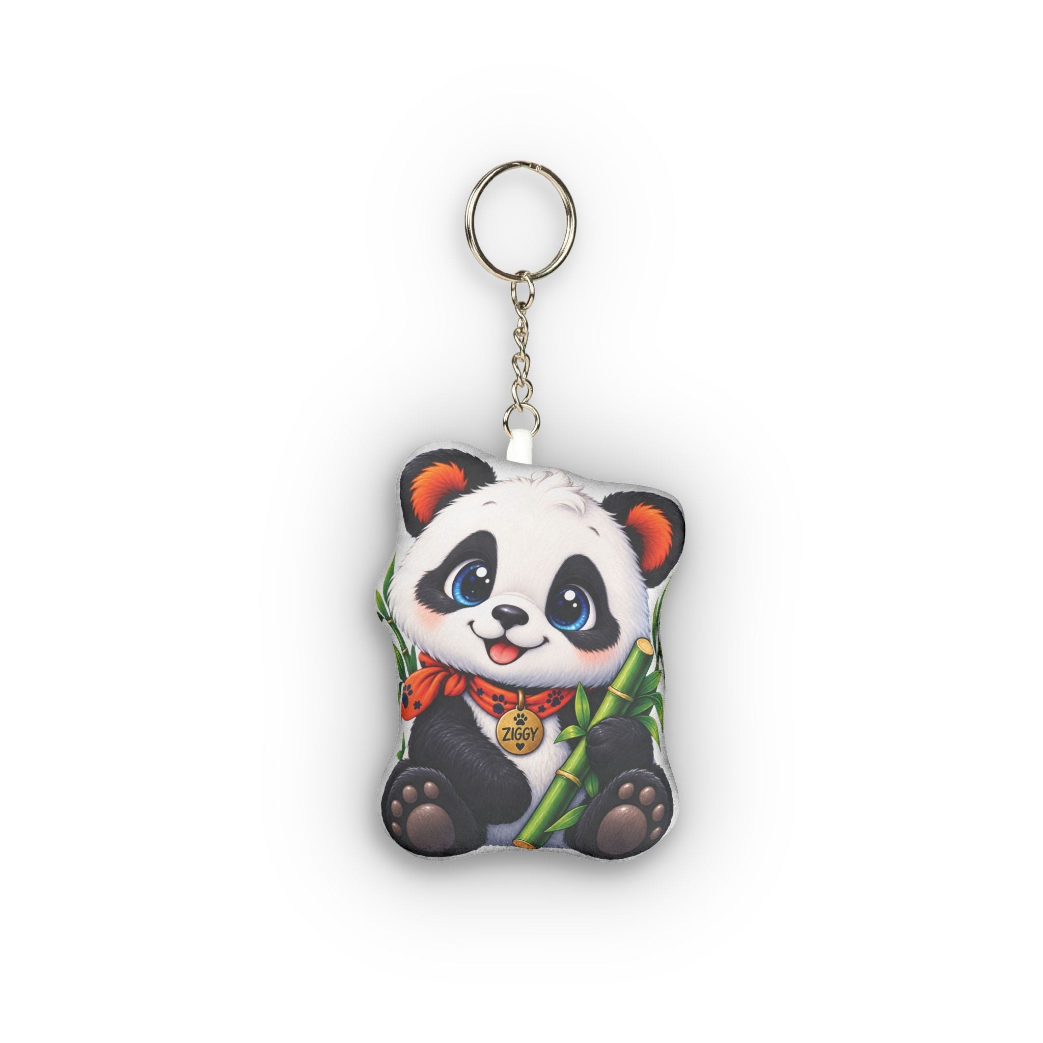 A Bamboo Corner panda keychain gift with storybook artwork