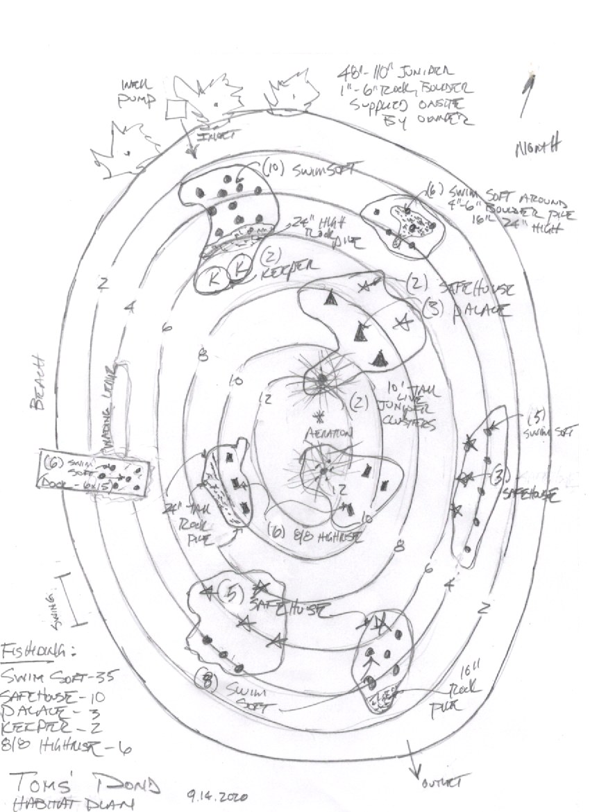 Tom's Pond custom fish habitat drawing