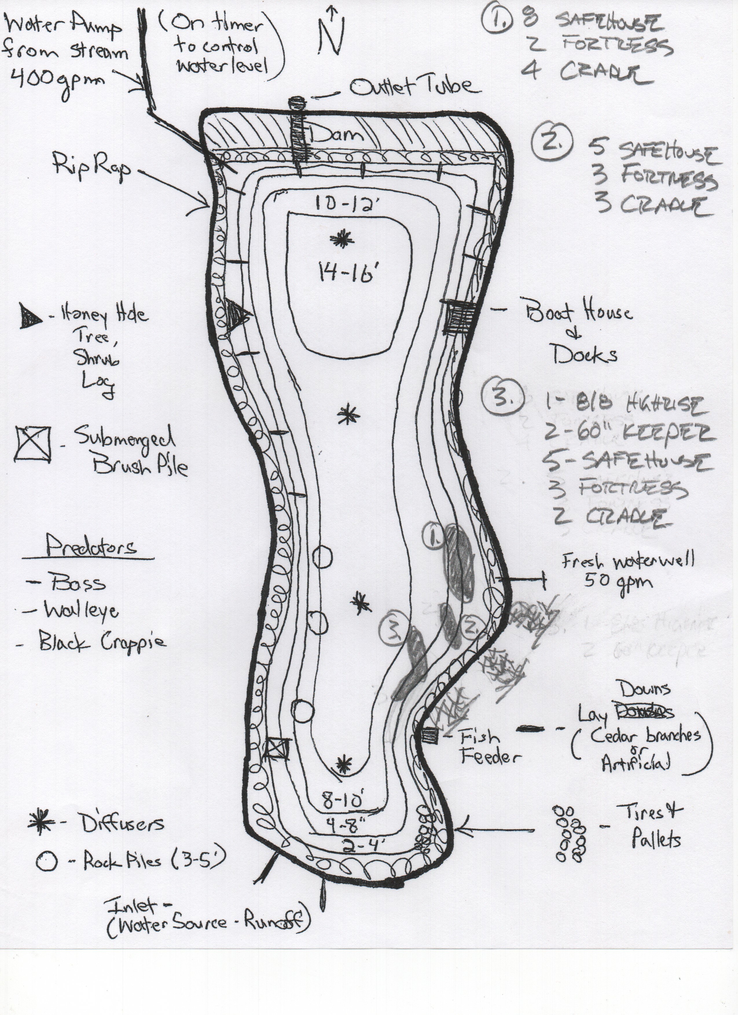Dave's Pond custom fish habitat drawing