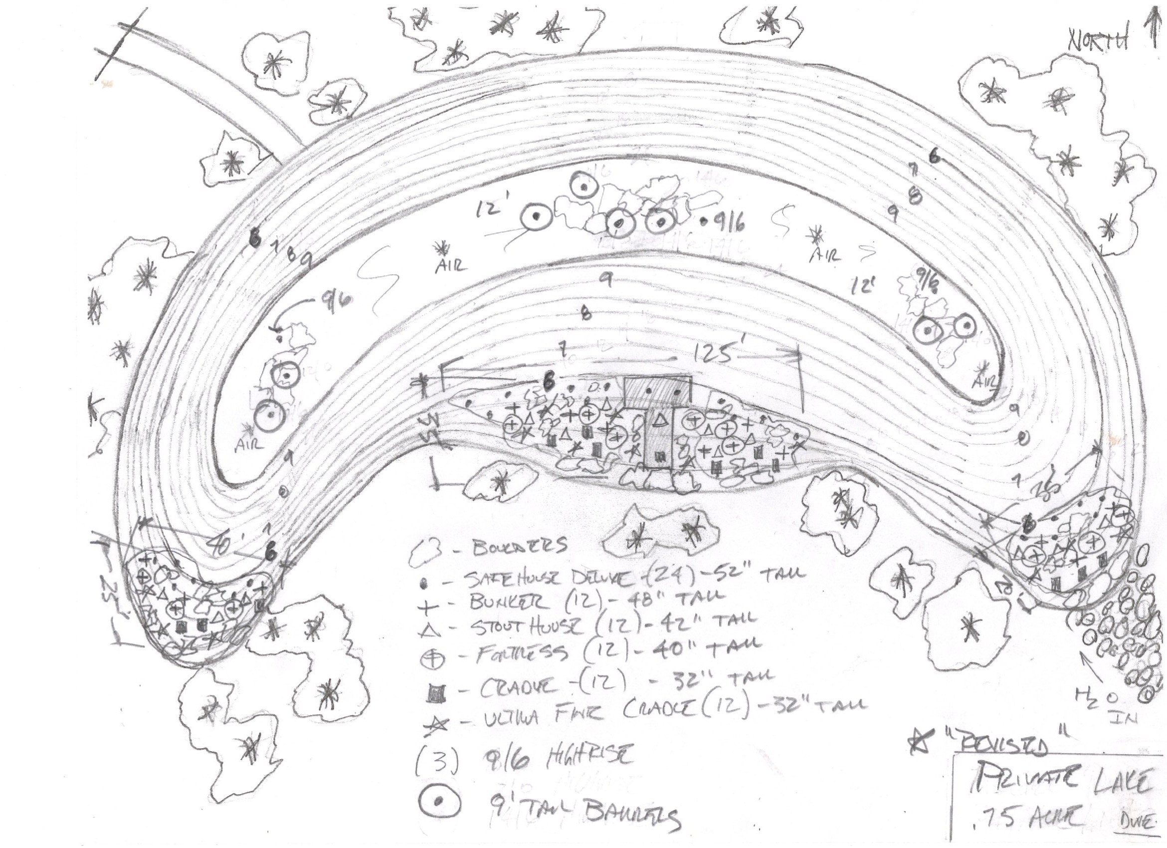 Hill Country Pond custom fish habitat drawing