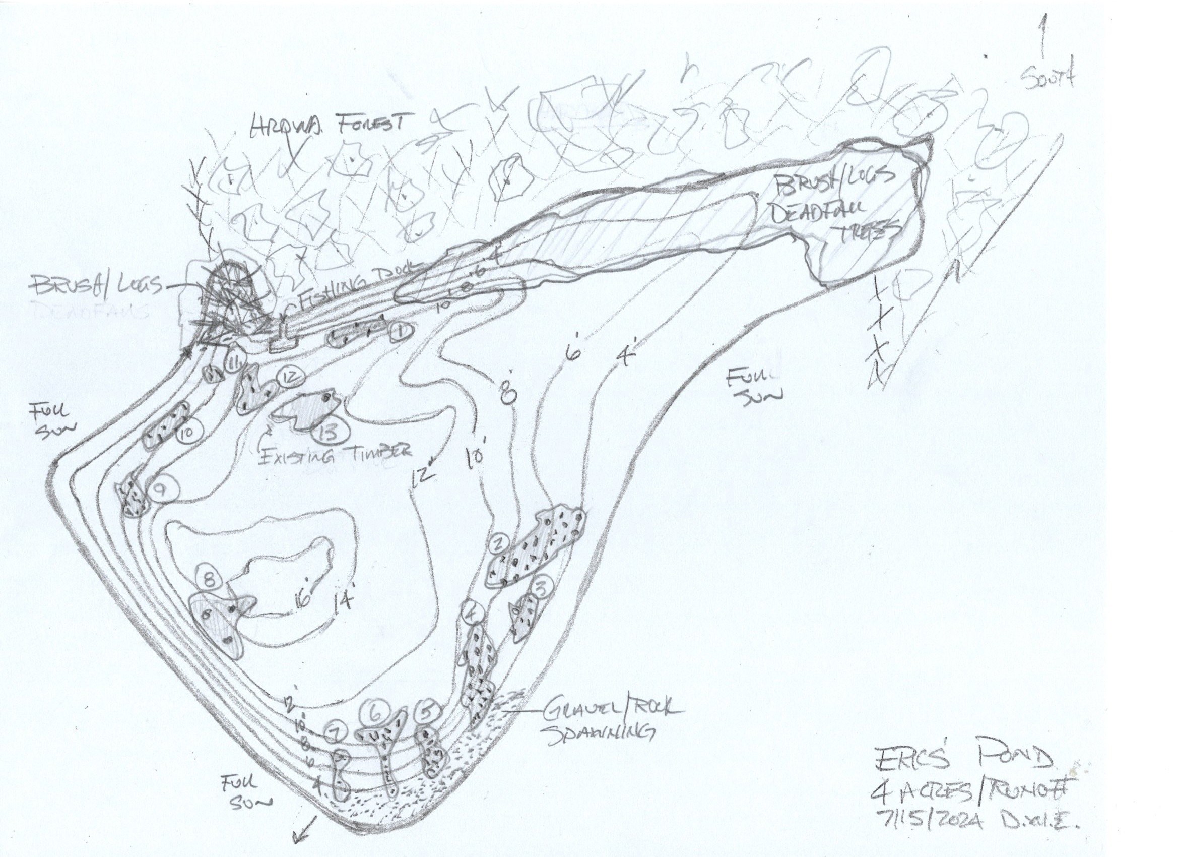 Eric’s pond habitat plan custom fish habitat drawing