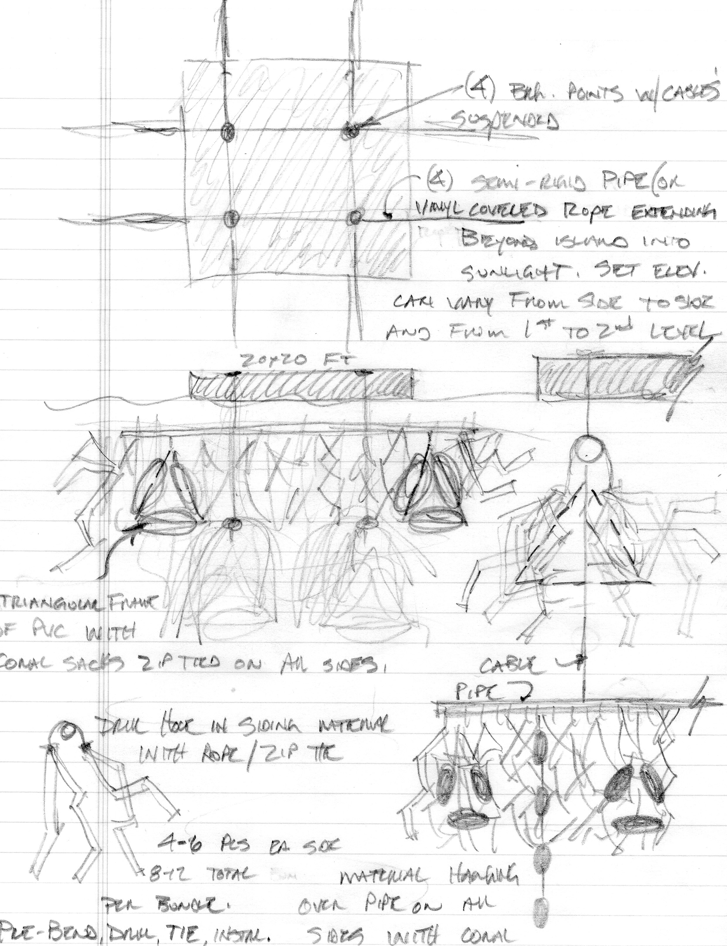 Under-island sketches custom fish habitat drawing