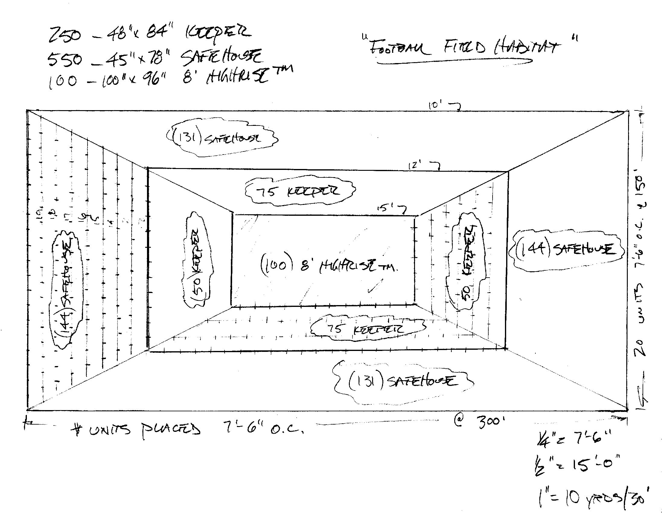 Football field habitat custom fish habitat drawing