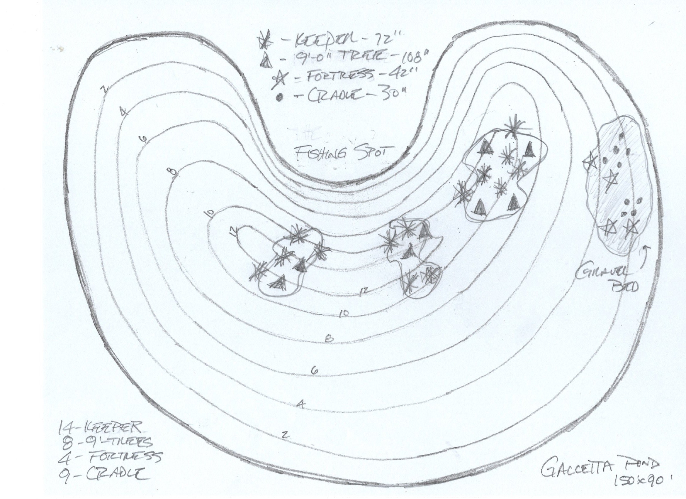 Gaccetta Pond custom fish habitat drawing