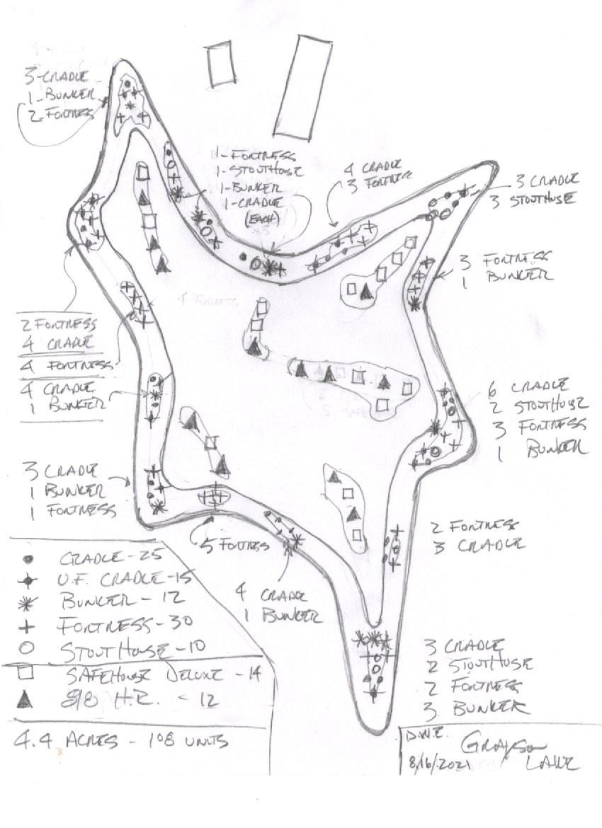 Grayson Lake, revised plan custom fish habitat drawing
