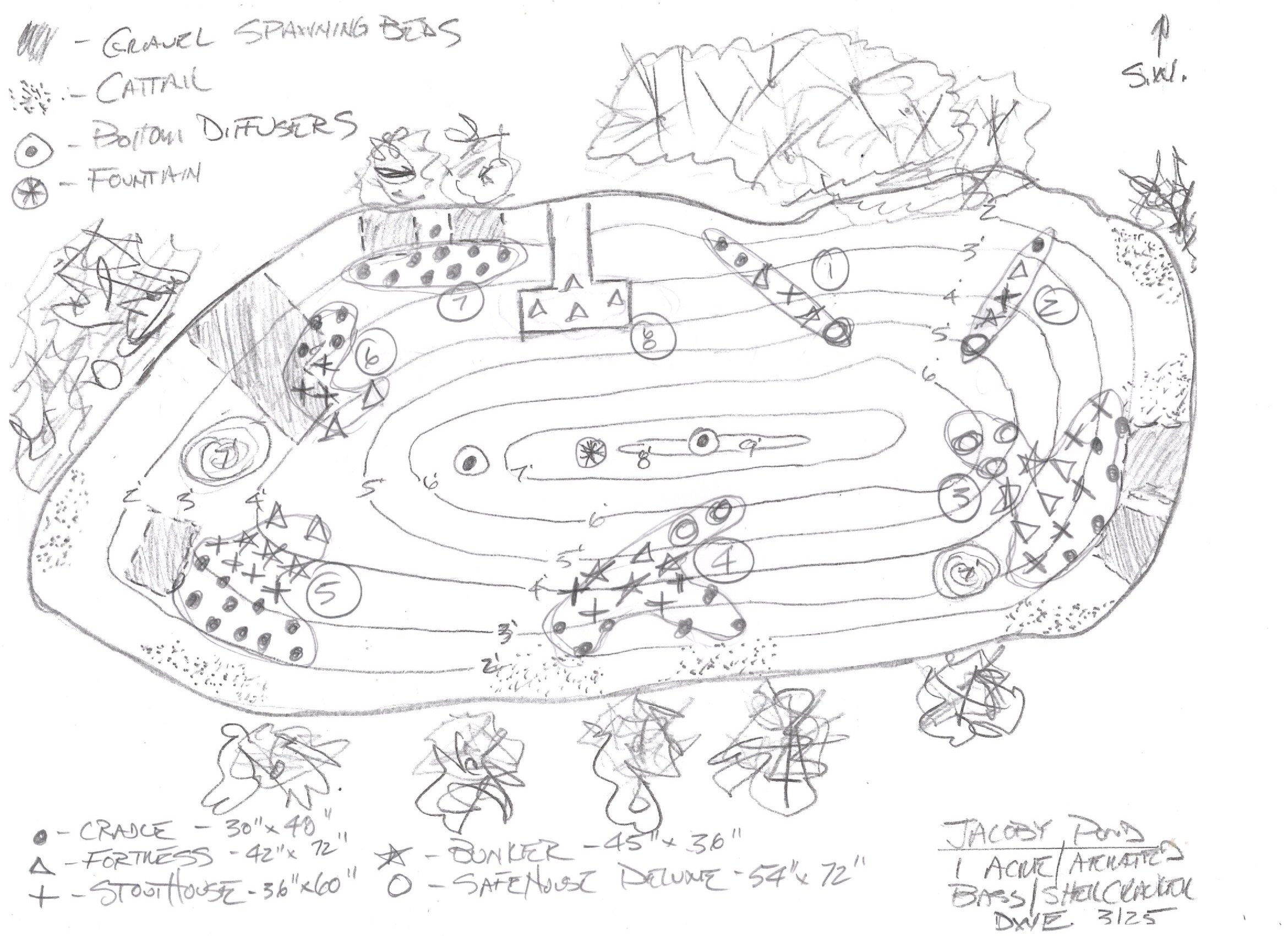 Jacoby Pond custom fish habitat drawing