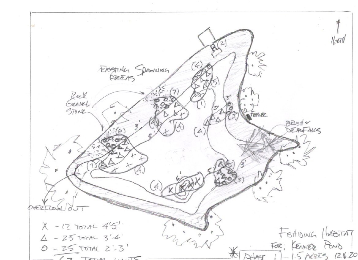 Kenner Pond, revised plan custom fish habitat drawing