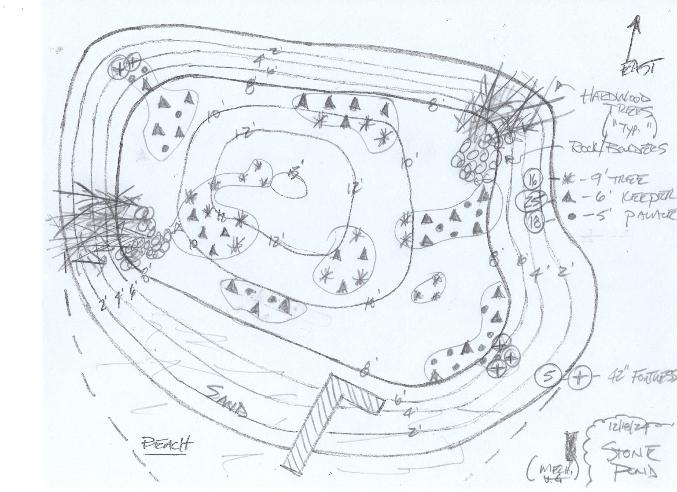 Stone Pond custom fish habitat drawing