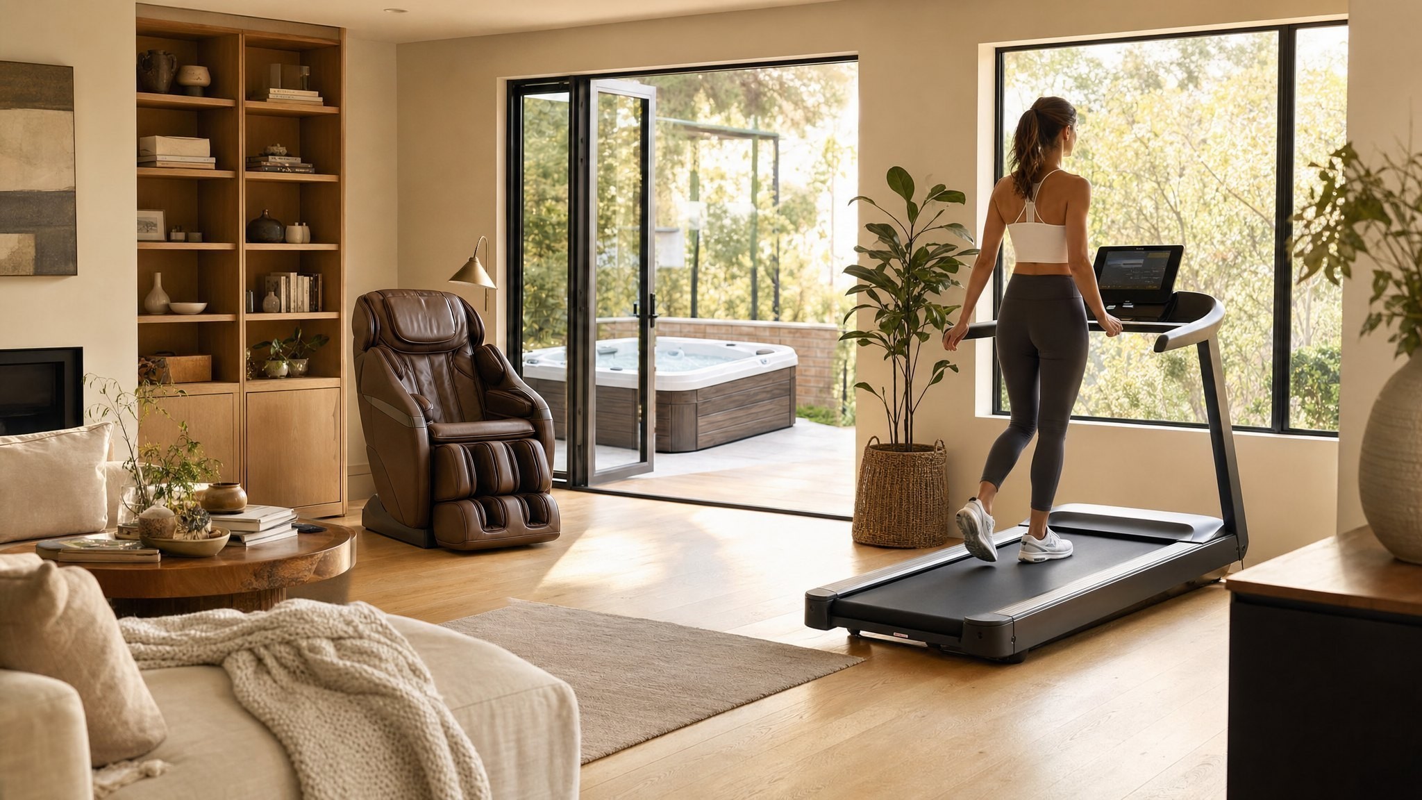 A calm, organized home setting that leaves room for an everyday wellness routine