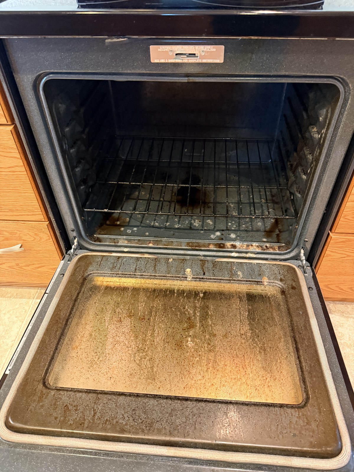 Oven interior before a professional deep clean