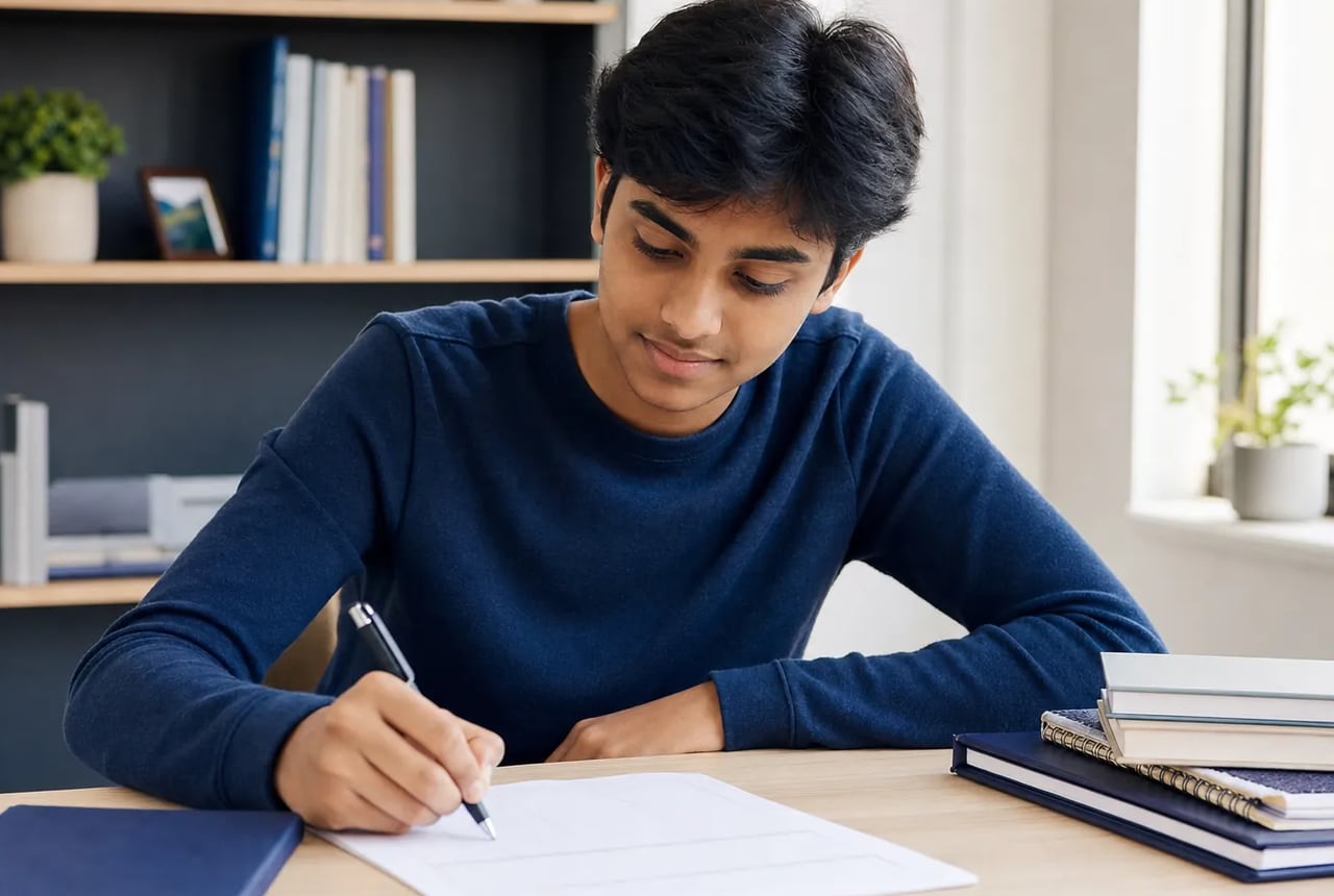 Parent and teenager reviewing follow-up notes together after a school conversation