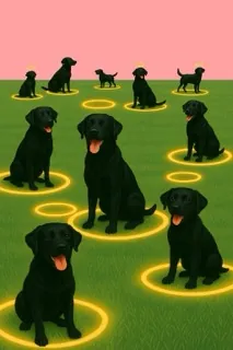 Labradors in Glowing Halos