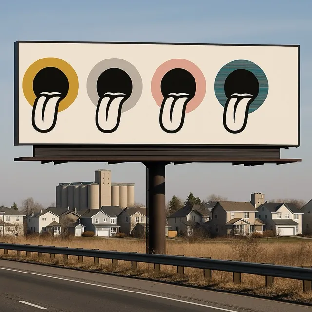 Pop Art Billboard on Suburban Highway